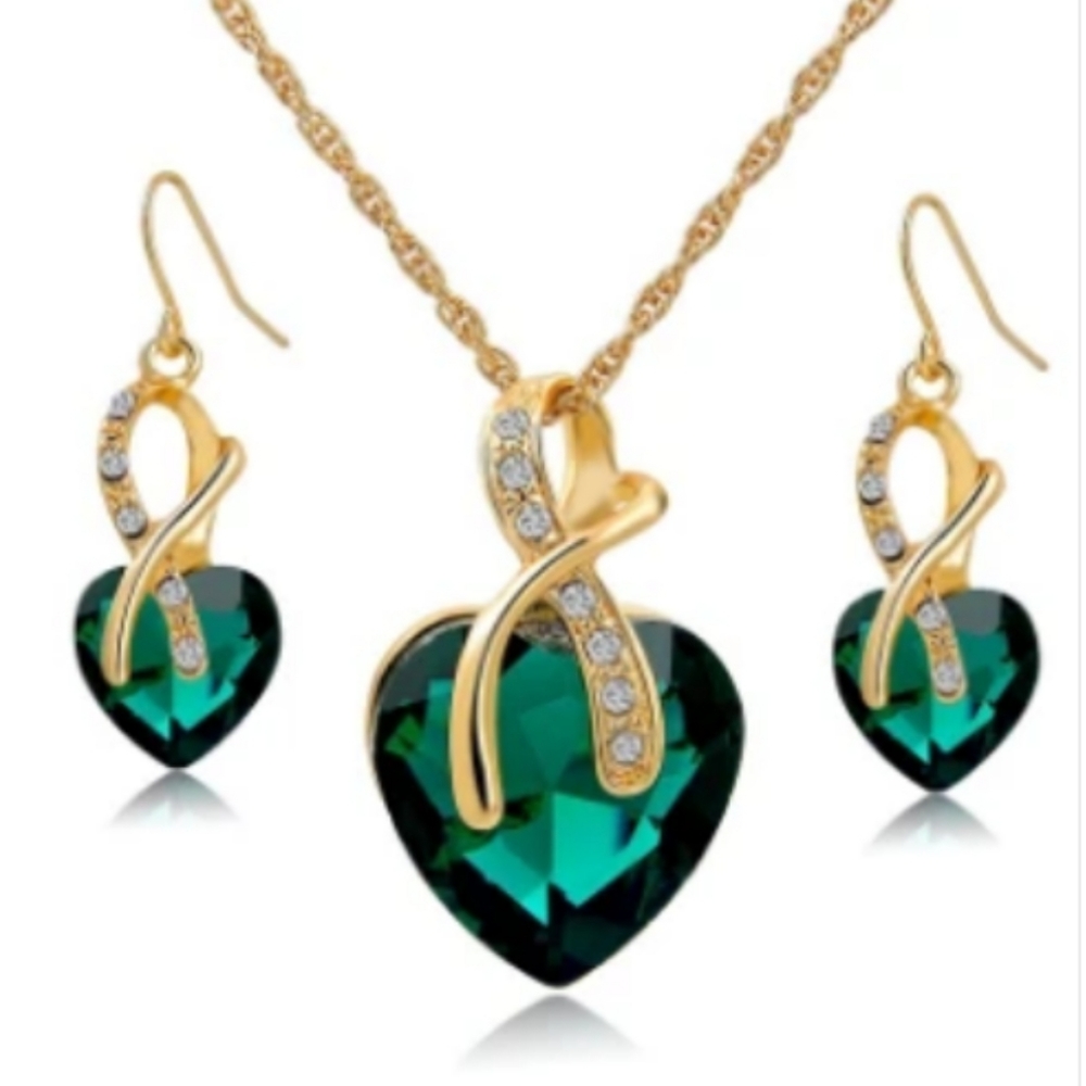 5/$25 LongWay Austrian Crystal Heart Jewelry Set 